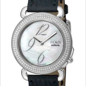 Fendi Selleria Diamond-Bezel Watch (set of 2 leather straps)